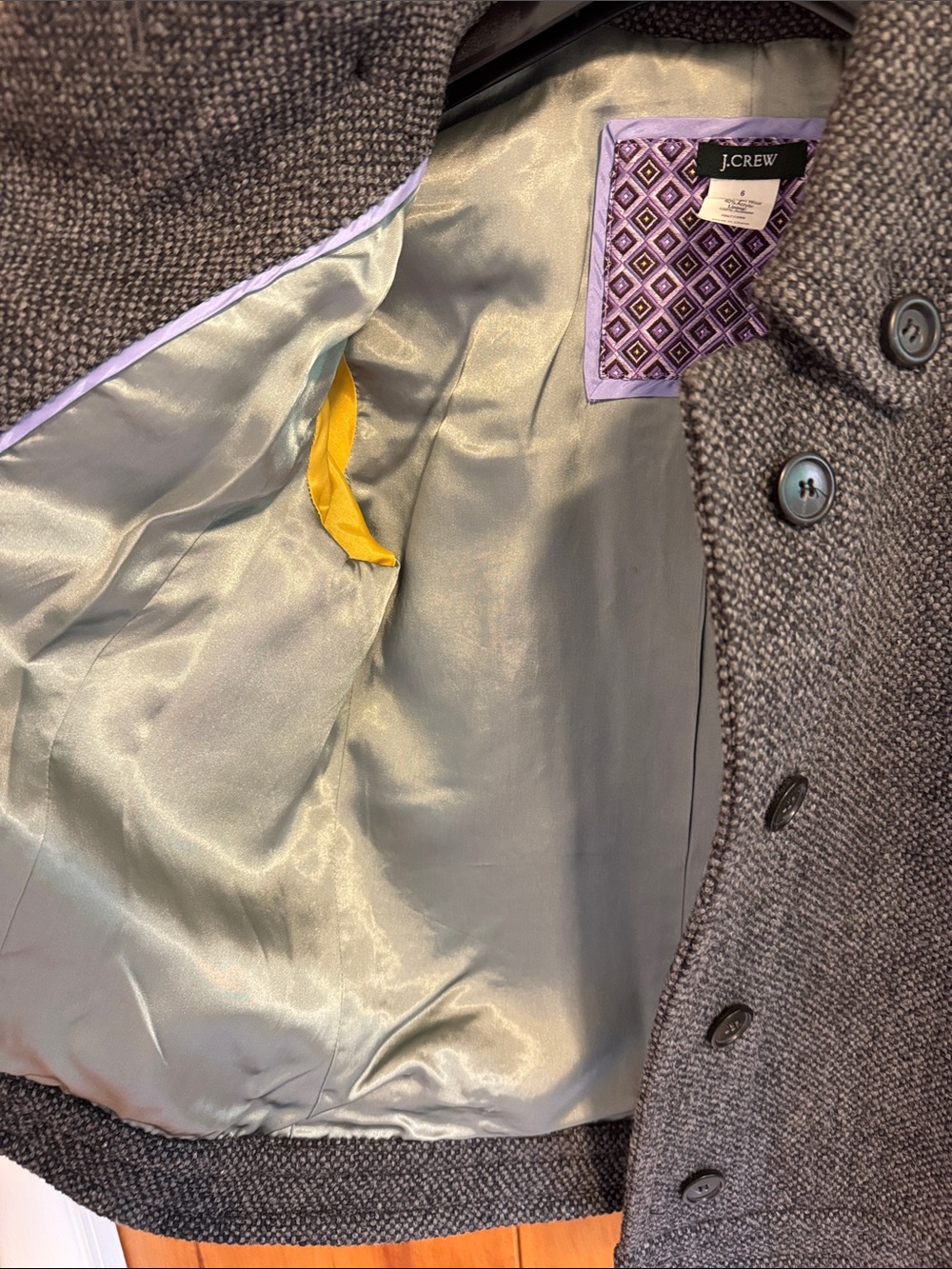 J. Crew Charcoal Textured Short Pea Coat - Picture 3 of 7